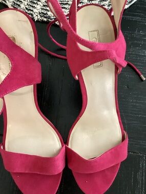 Guess Fuchsia Suede Open-Toe Heels